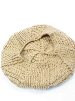 Women’s Vintage Crochet Oatmeal Crochet Beret S