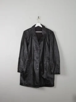 Women's Vintage Dark Brown Leather 3/4 Coat L
