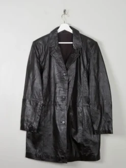 Women's Vintage Dark Brown Leather 3/4 Coat L