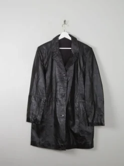 Women's Vintage Dark Brown Leather 3/4 Coat L