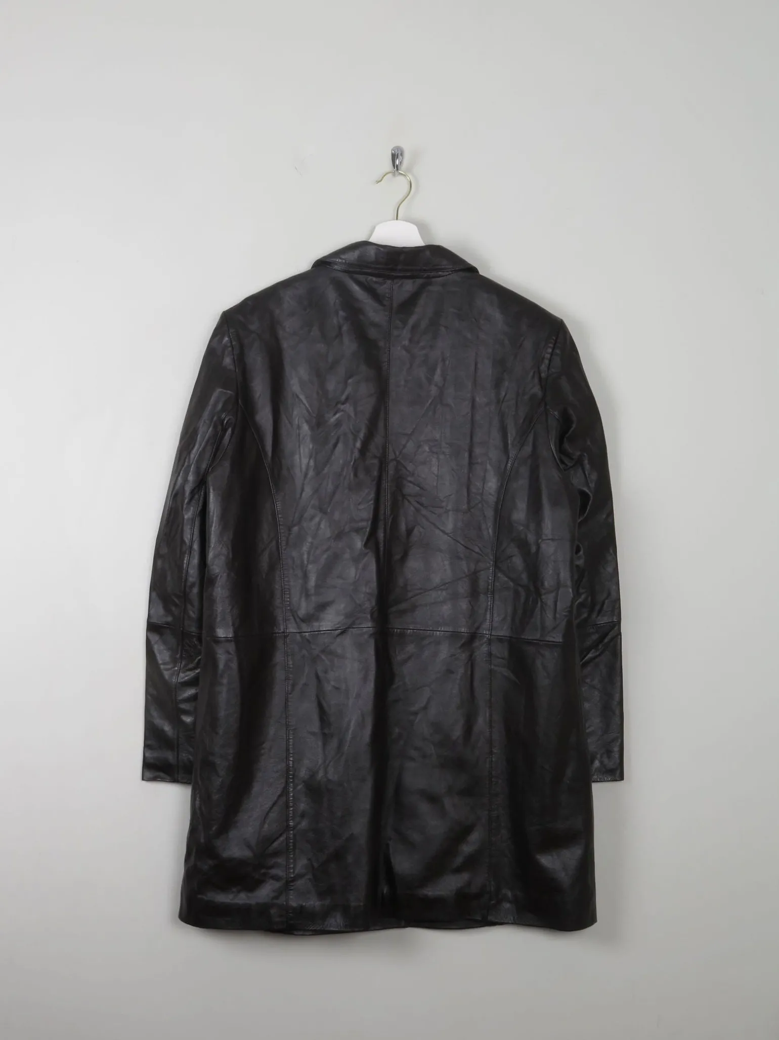 Women's Vintage Dark Brown Leather 3/4 Coat L