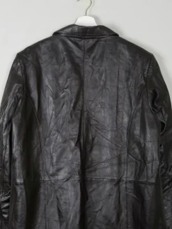 Women's Vintage Dark Brown Leather 3/4 Coat L