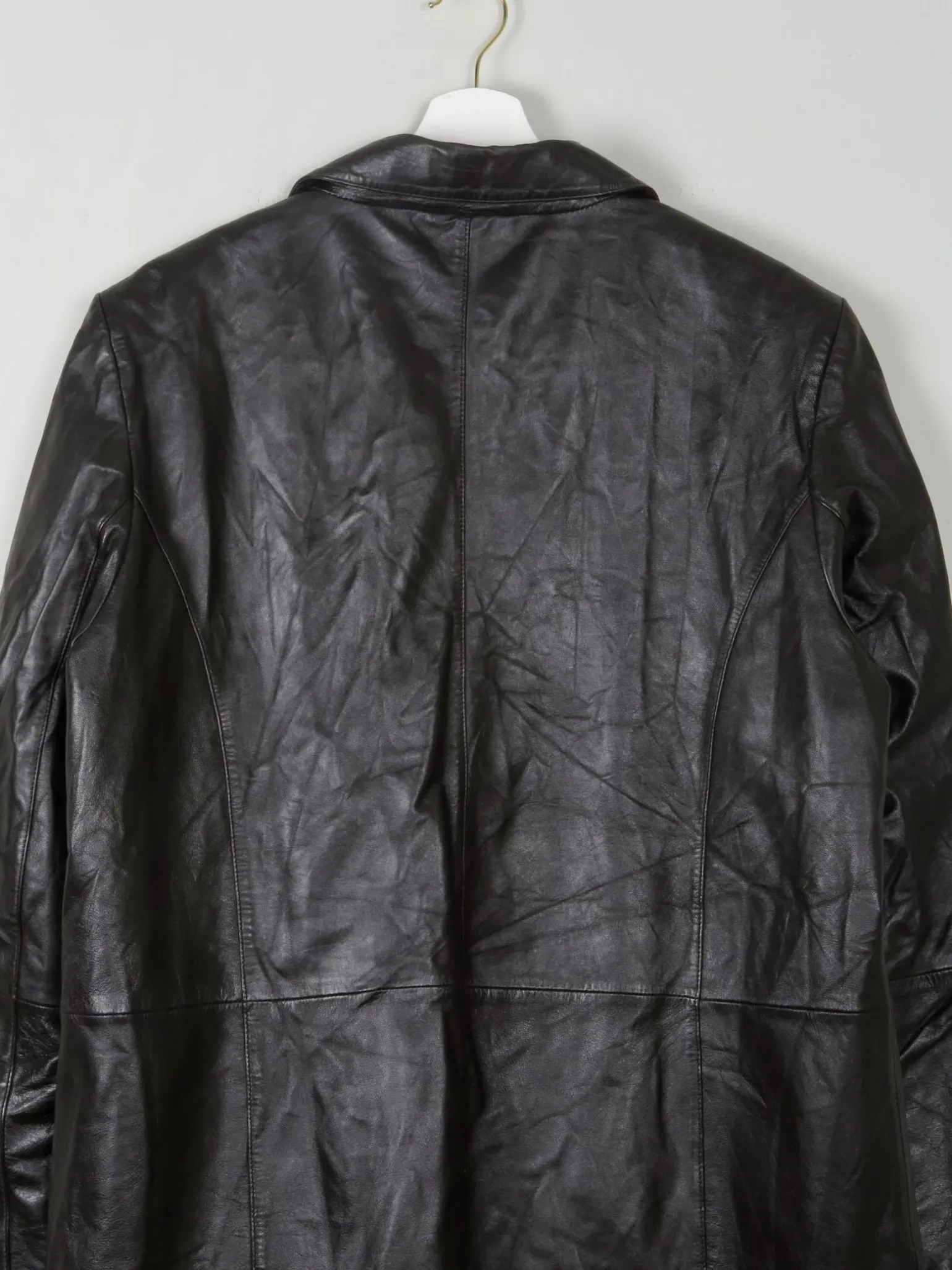 Women's Vintage Dark Brown Leather 3/4 Coat L