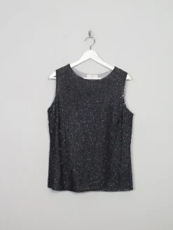 Women's Vintage Dark Grey Beaded Top M