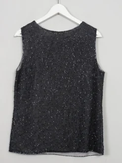 Women's Vintage Dark Grey Beaded Top M