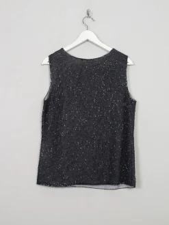 Women's Vintage Dark Grey Beaded Top M
