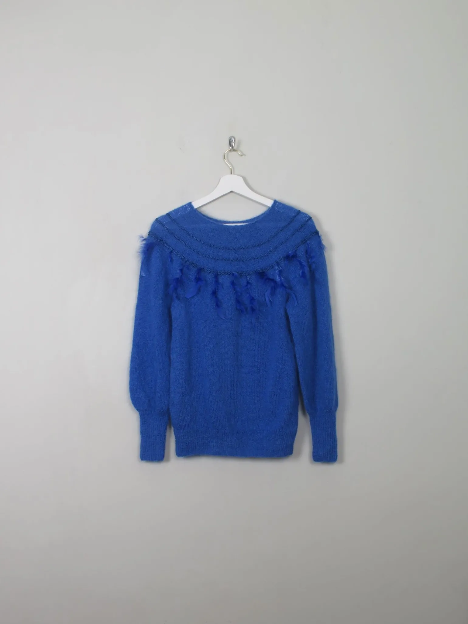 Women's Vintage Electric Blue Mohair Jumper S/M