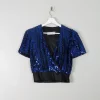 Women's Vintage  Electric Blue Sequin Cropped Top XS/S