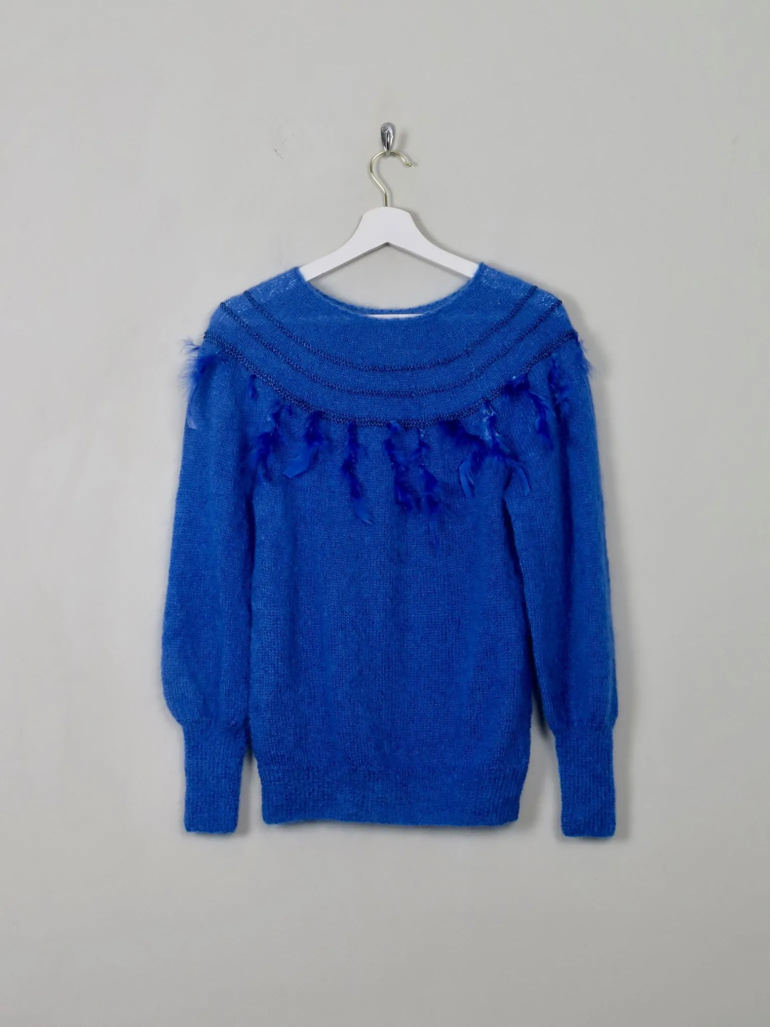 Women's Vintage Electric Blue Mohair Jumper S/M
