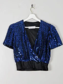 Women's Vintage  Electric Blue Sequin Cropped Top XS/S