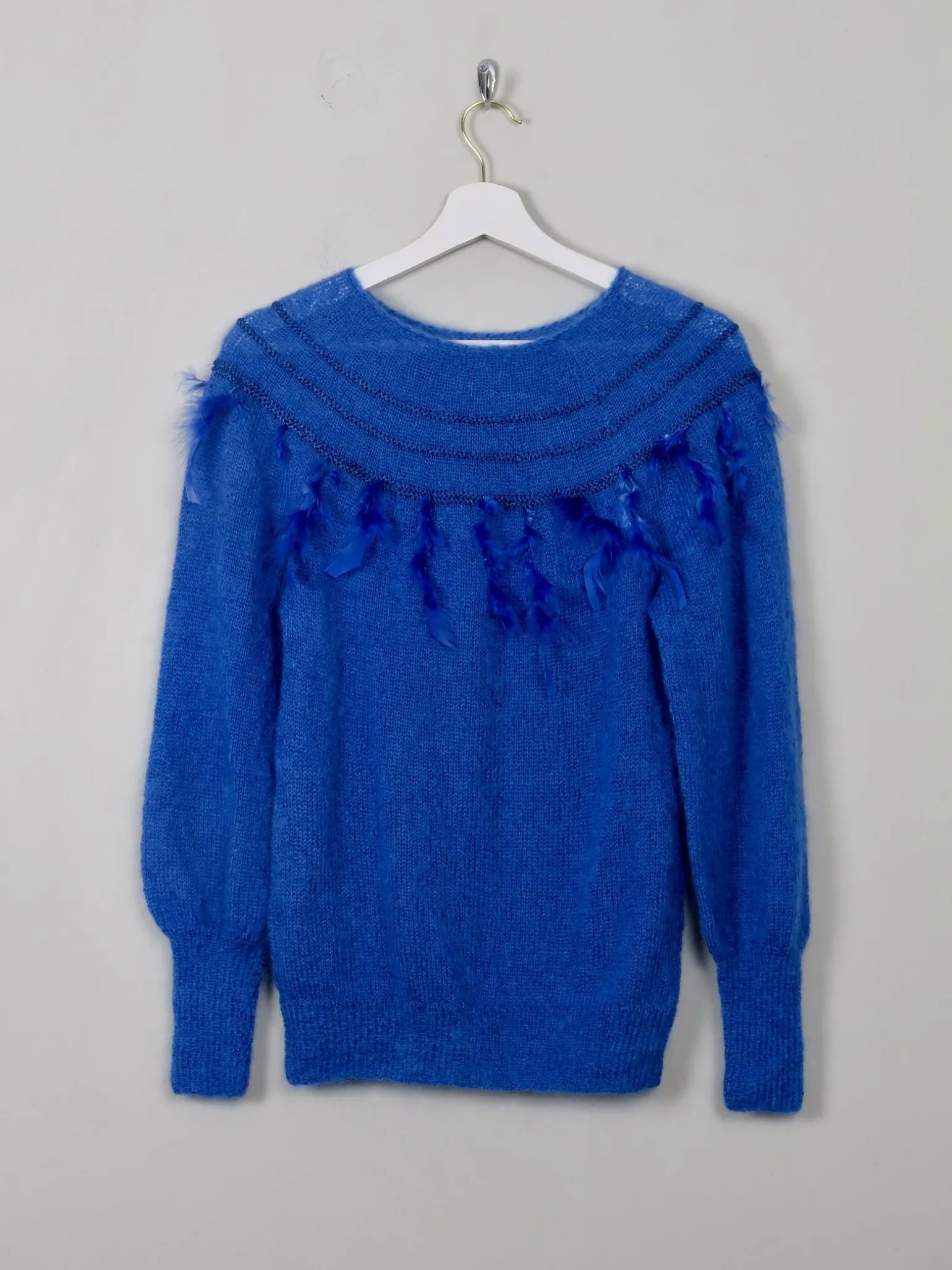 Women's Vintage Electric Blue Mohair Jumper S/M