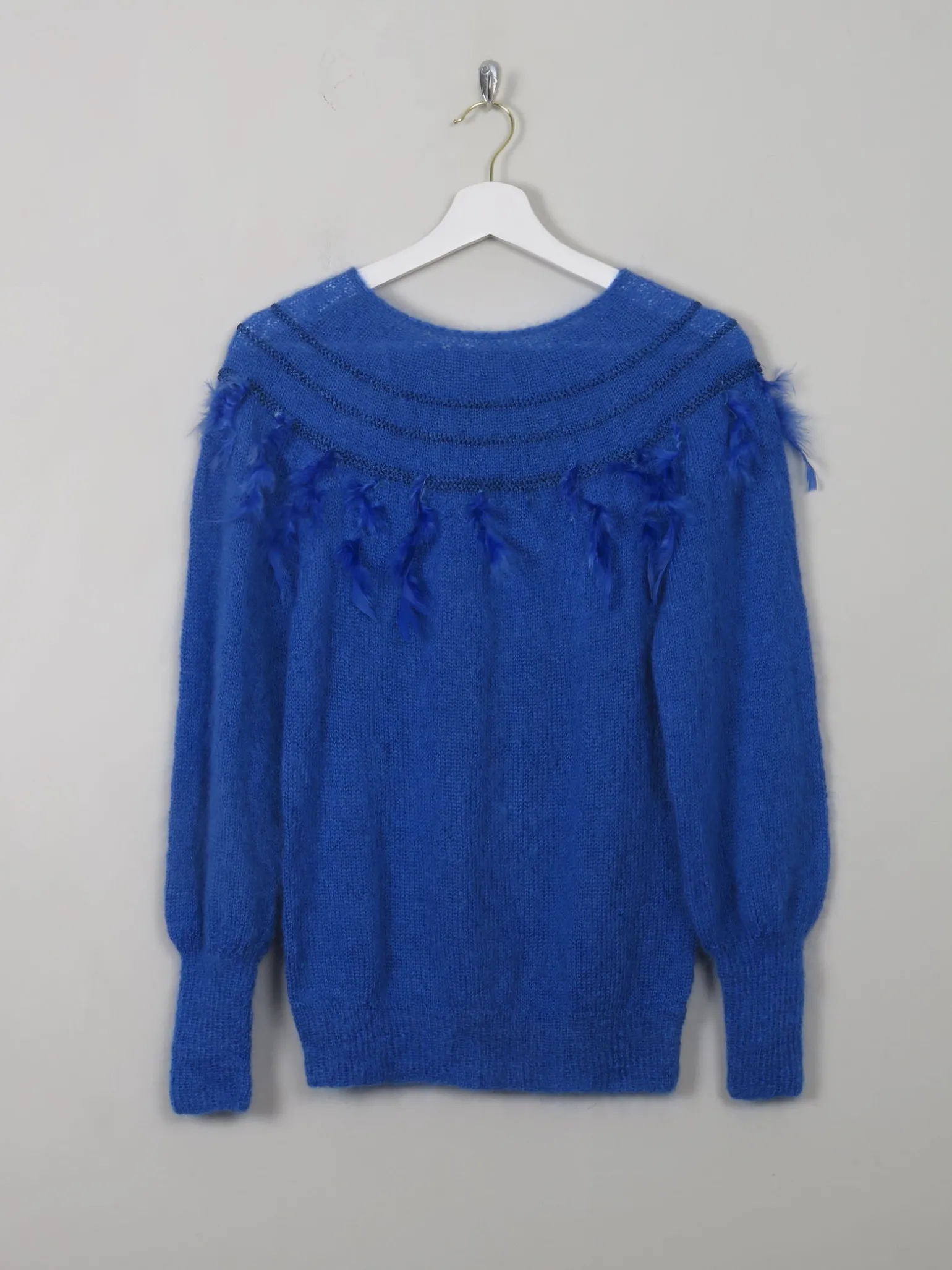 Women's Vintage Electric Blue Mohair Jumper S/M