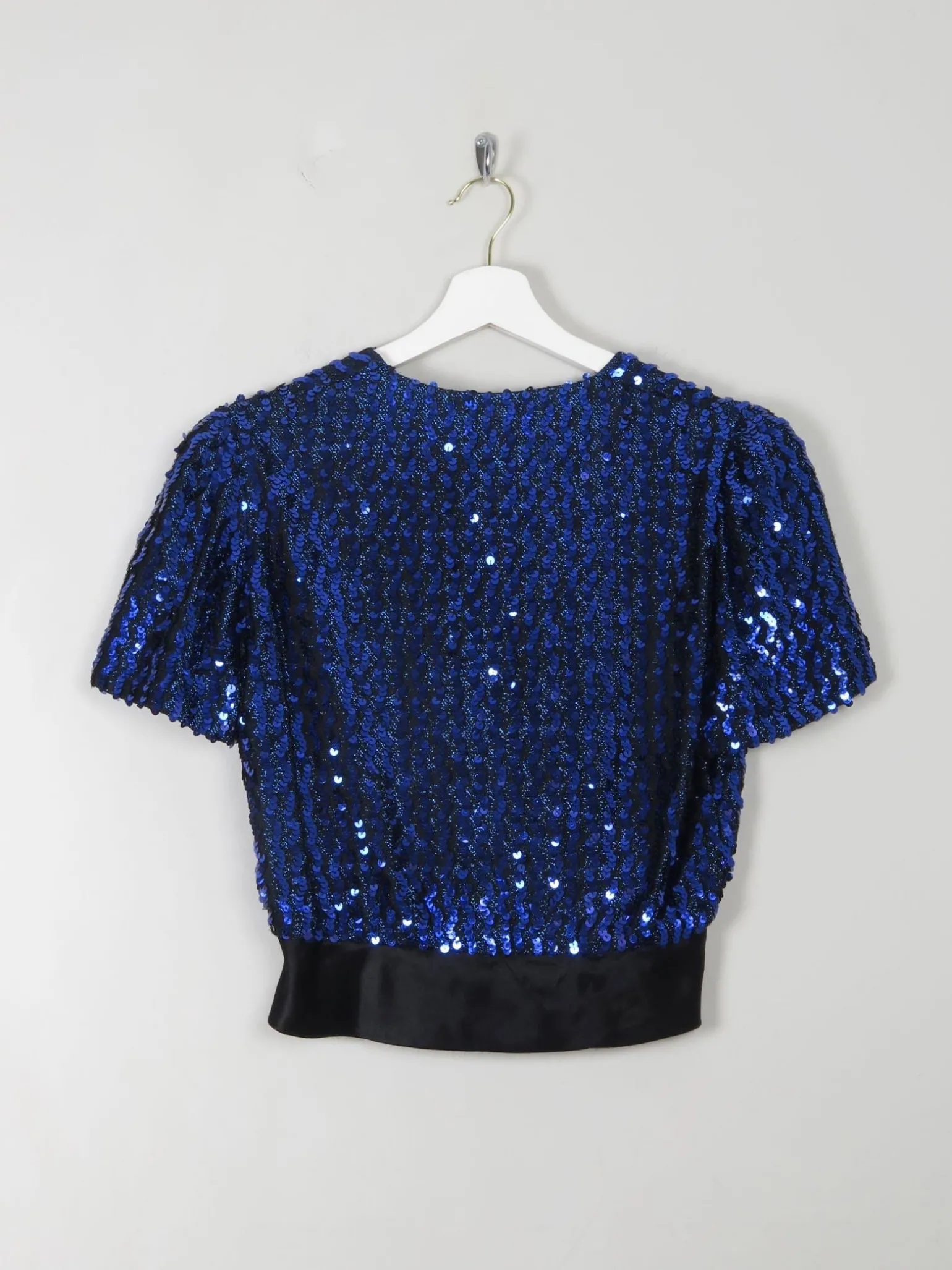 Women's Vintage Electric Blue Sequin Cropped Top XS/S