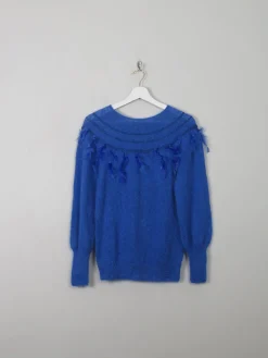 Women's Vintage Electric Blue Mohair Jumper S/M