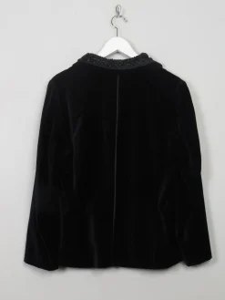 Women's Vintage Embellished Black Velvet Jacket M