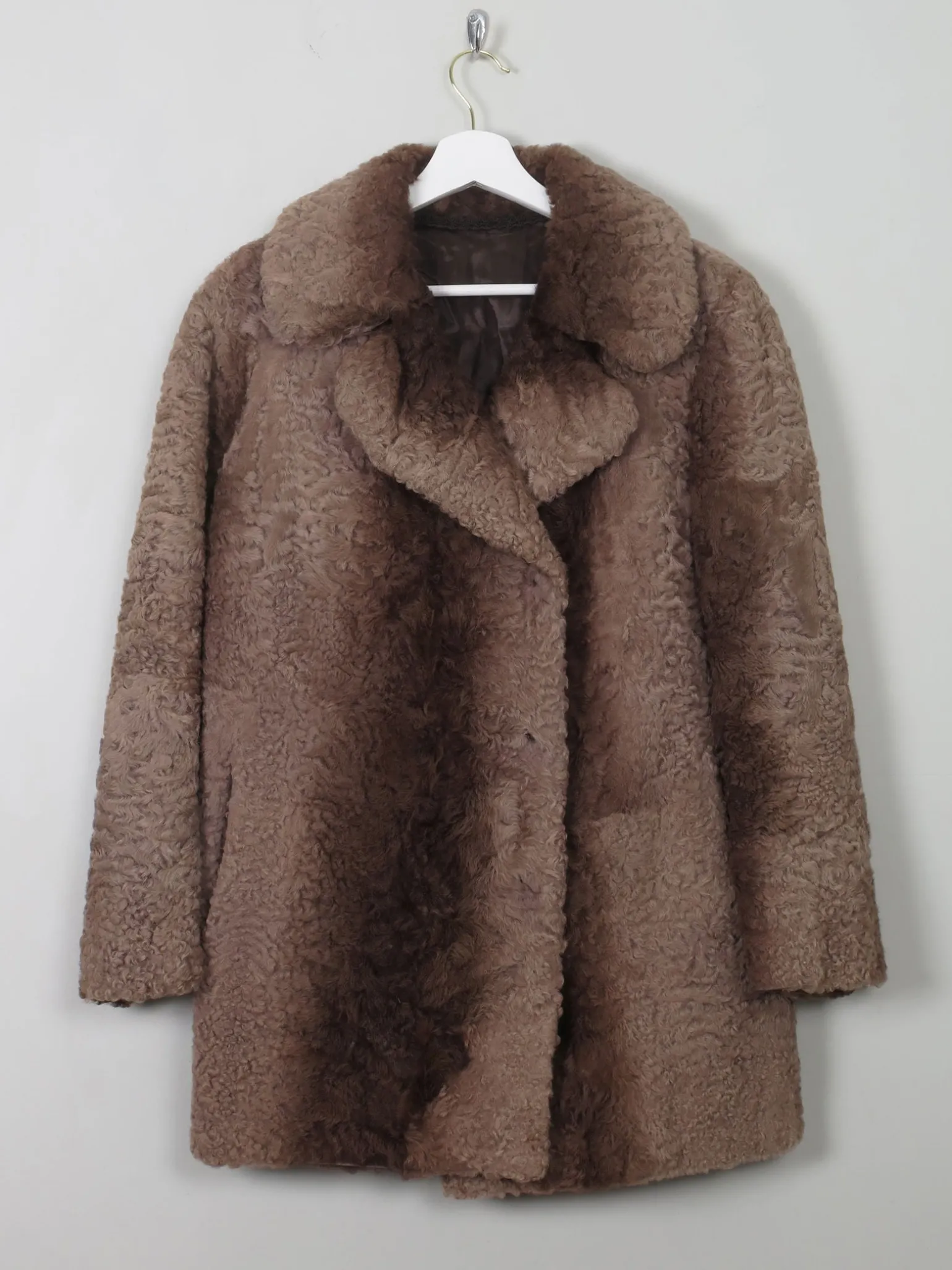 Women's Vintage Faux Fur Brown Jacket S