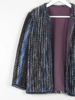 Women’s Vintage  Flecked Wool Cropped Cardigan 3/4 Sleeves  10/12
