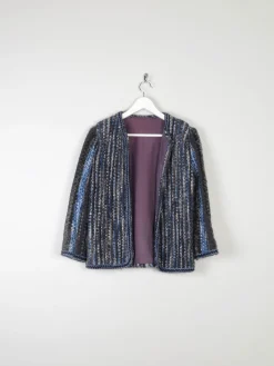 Women’s Vintage  Flecked Wool Cropped Cardigan 3/4 Sleeves  10/12