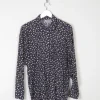 Women’s Vintage Floral Print Navy Blouse S-L