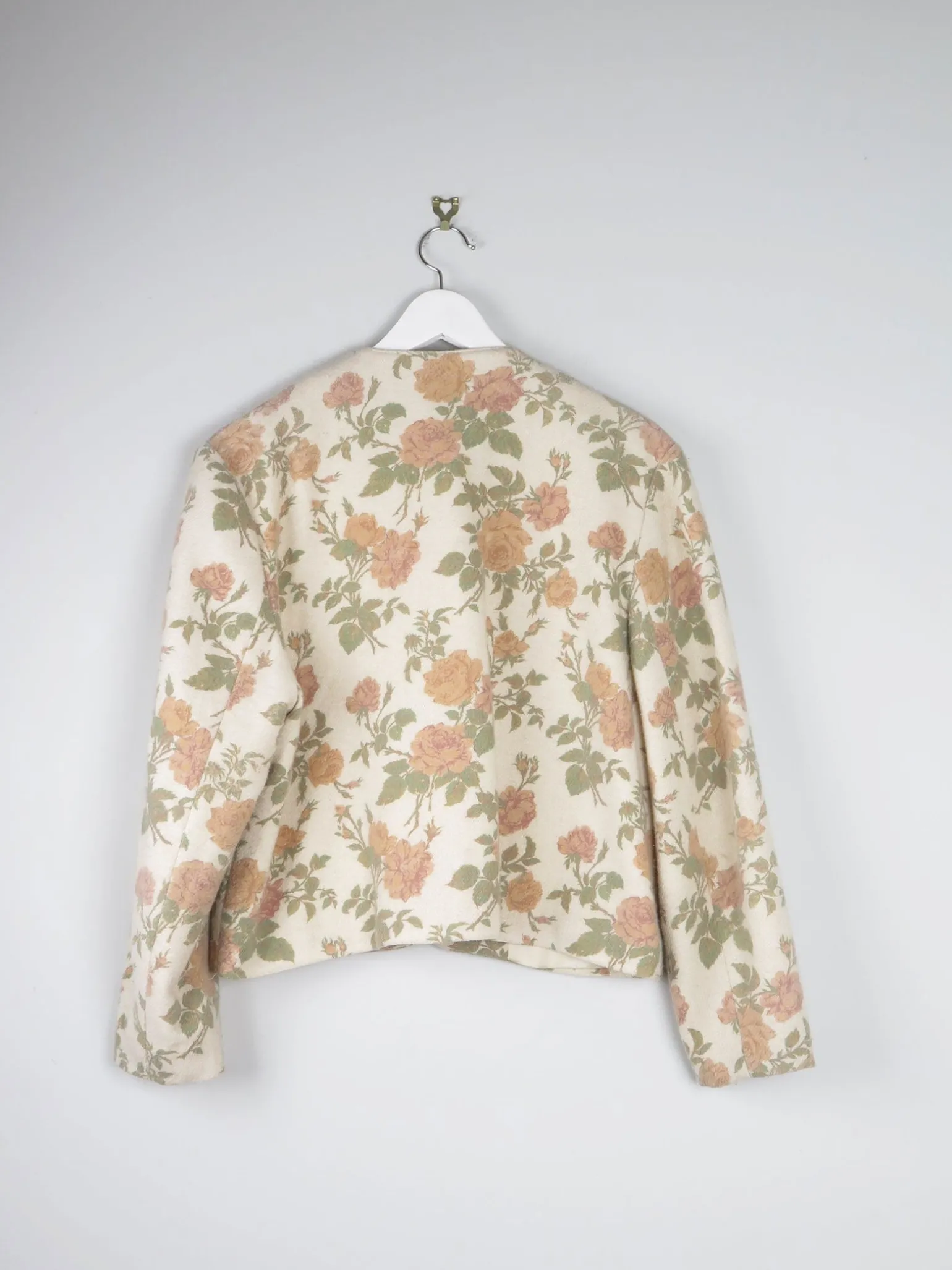 Women’s Vintage Floral Printed Wool 80s Jacket L