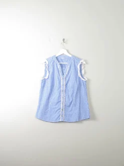 Women's Vintage Gingham Sleeveless Blouse M/L