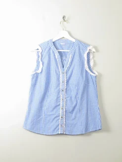 Women's Vintage Gingham Sleeveless Blouse M/L
