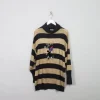 Women's Vintage Gold Striped Oversized Polo Neck Jumper M/L/XL