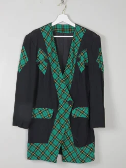 Women's Vintage Green & Black Tartan Jacket S