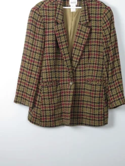 Women's Vintage Green Check Jacket L/XL
