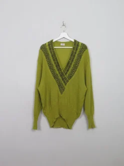 Women's Vintage Green Mohair Jumper L