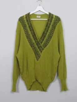 Women's Vintage Green Mohair Jumper L