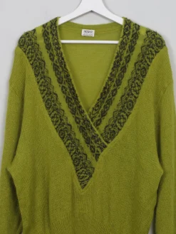 Women's Vintage Green Mohair Jumper L