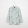 Women's Vintage Green Printed Suede Shirt/Jacket L/XL