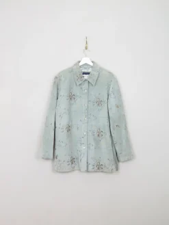 Women's Vintage Green Printed Suede Shirt/Jacket L/XL