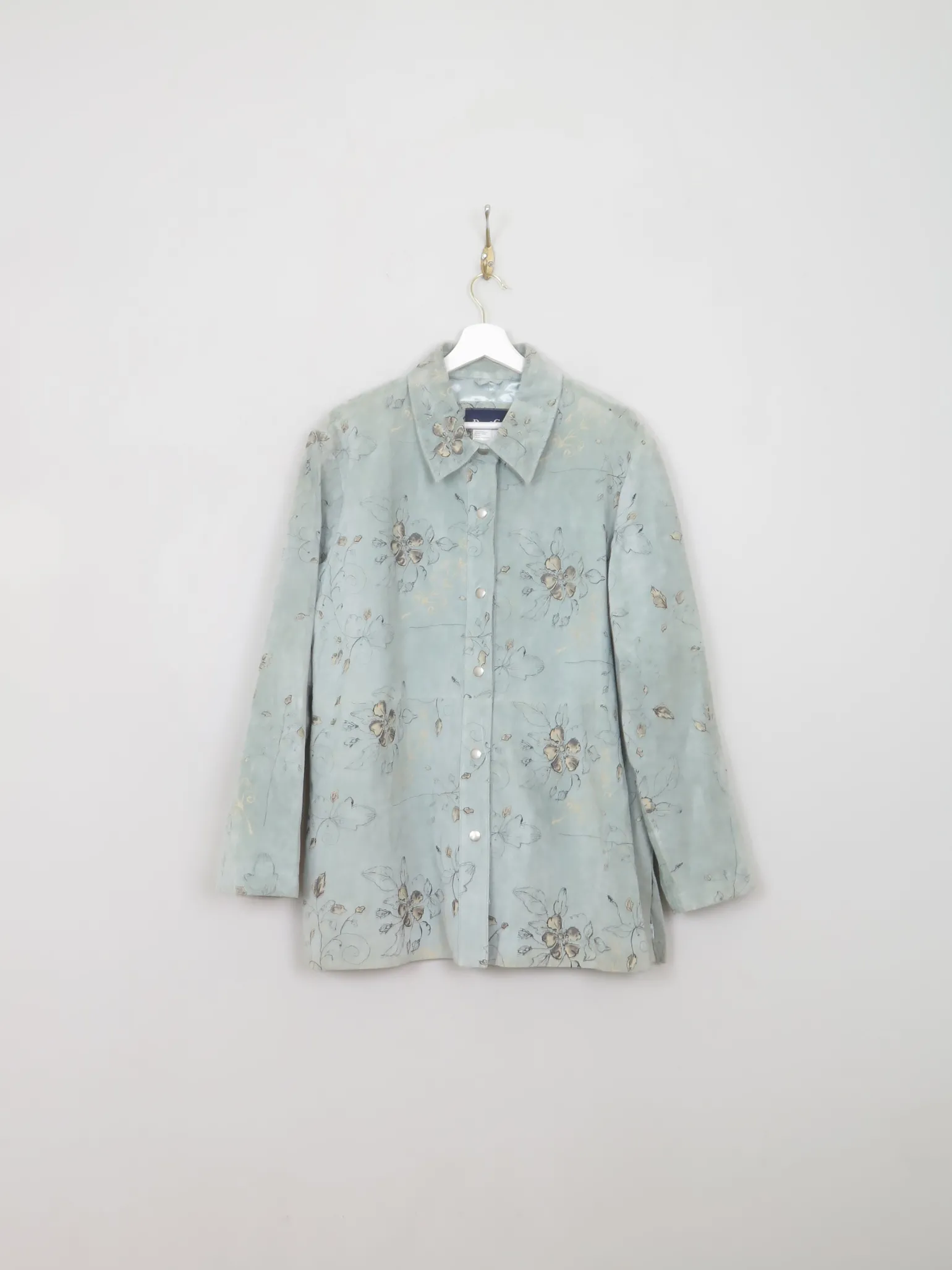 Women's Vintage Green Printed Suede Shirt/Jacket L/XL
