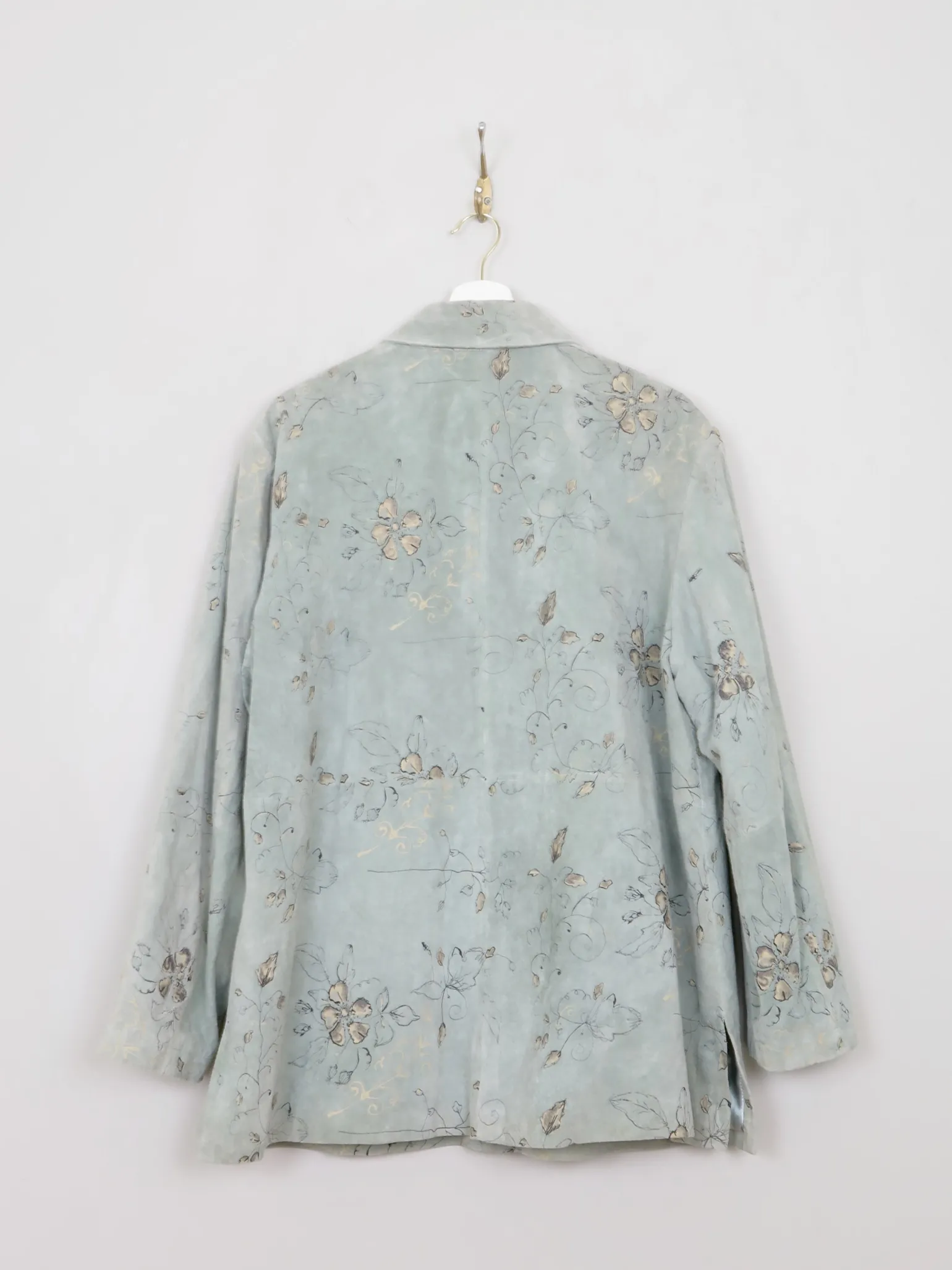 Women's Vintage Green Printed Suede Shirt/Jacket L/XL