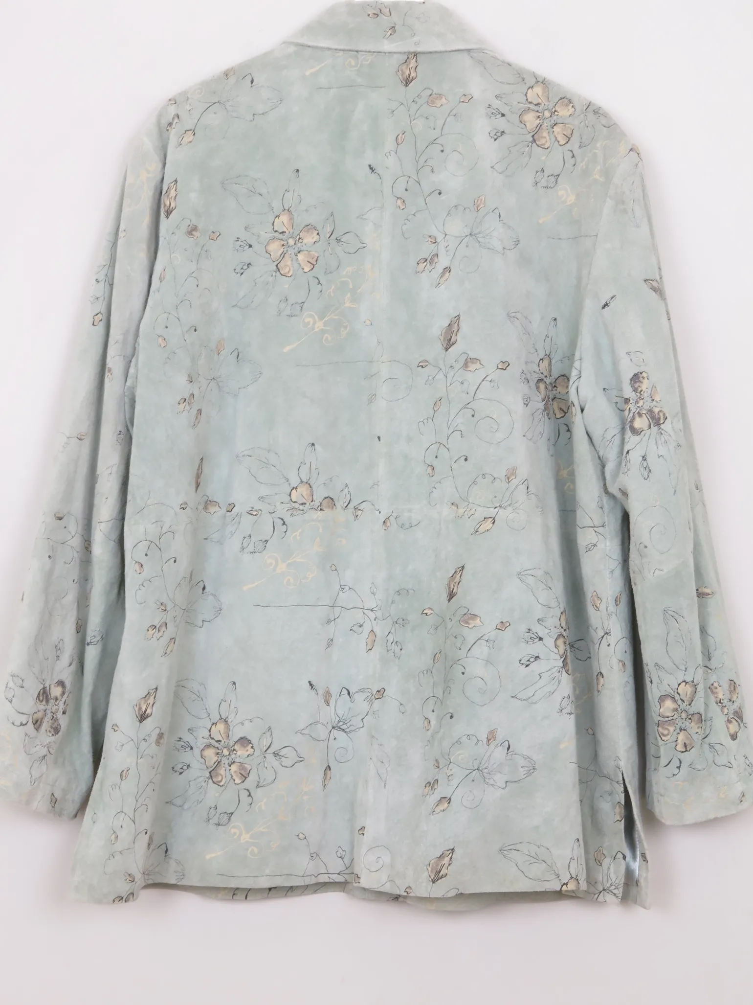 Women's Vintage Green Printed Suede Shirt/Jacket L/XL