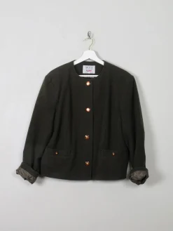 Women's Vintage Green Wool Avoca Boxy Jacket L