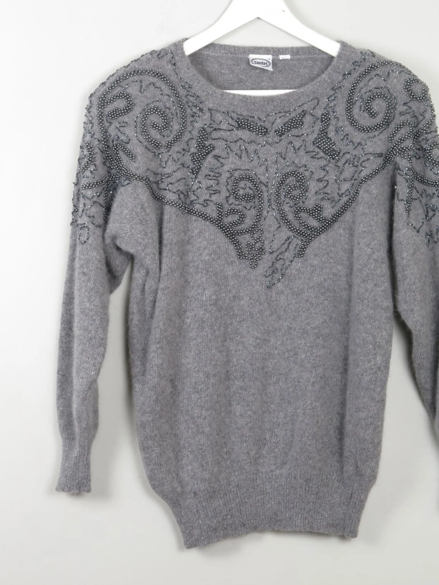 Women's Vintage Grey Embellished Jumper S/M
