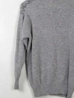 Women's Vintage Grey Embellished Jumper S/M