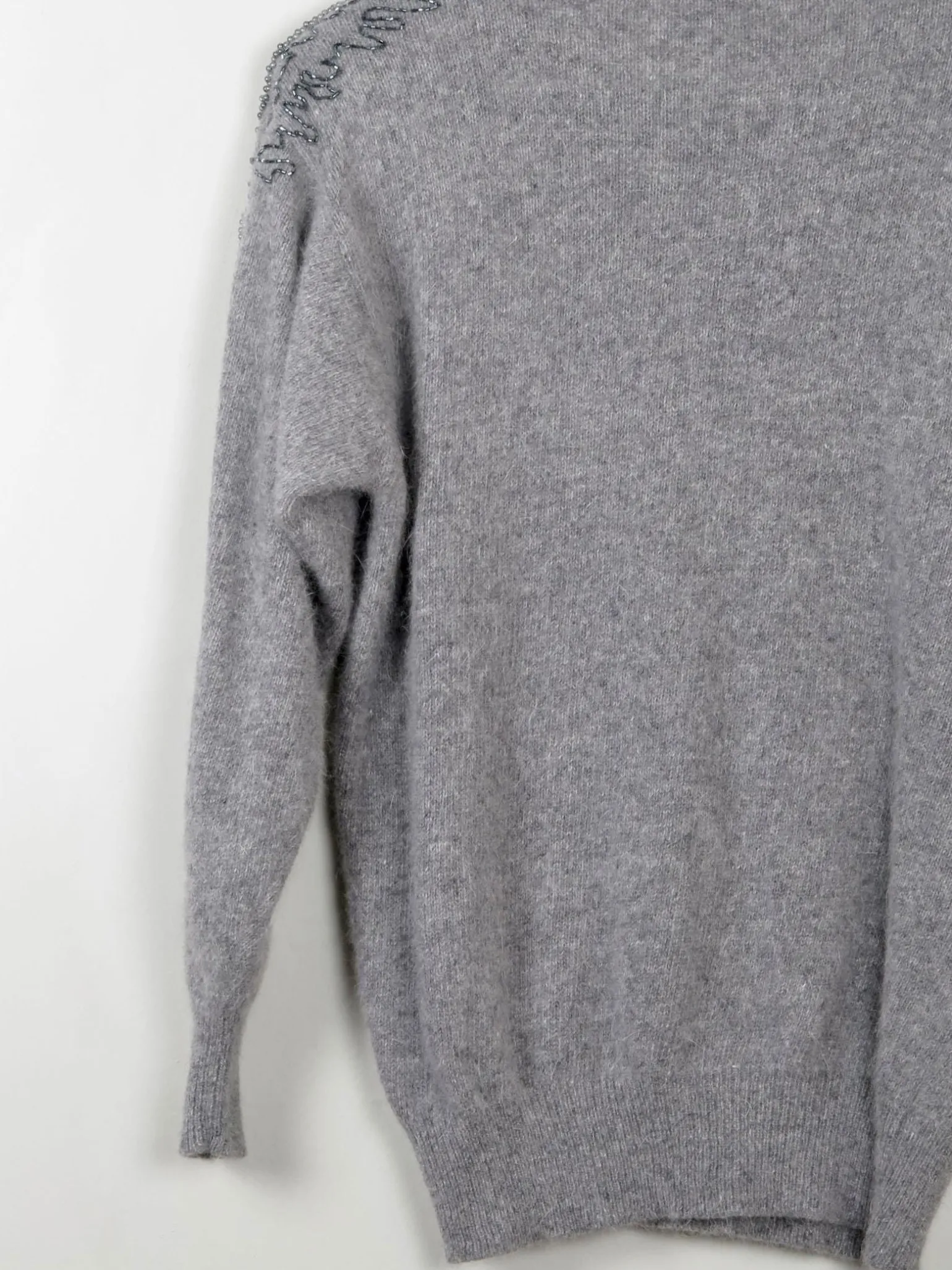 Women's Vintage Grey Embellished Jumper S/M