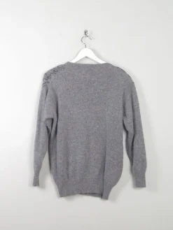 Women's Vintage Grey Embellished Jumper S/M