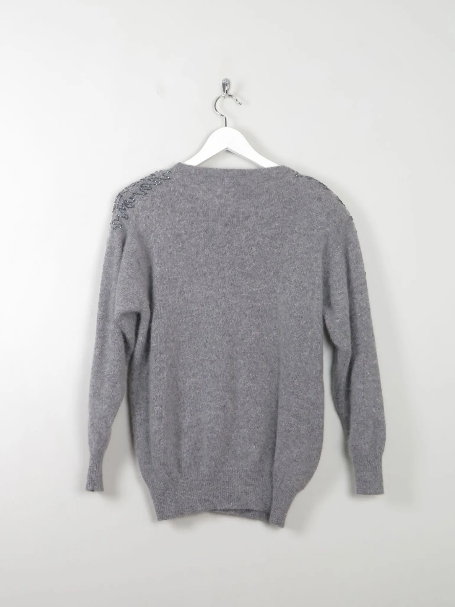 Women's Vintage Grey Embellished Jumper S/M