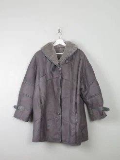 Women's Vintage Grey Shearling Short Coat S-L