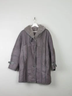Women's Vintage Grey Shearling Short Coat S-L