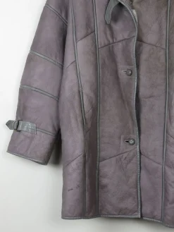 Women's Vintage Grey Shearling Short Coat S-L