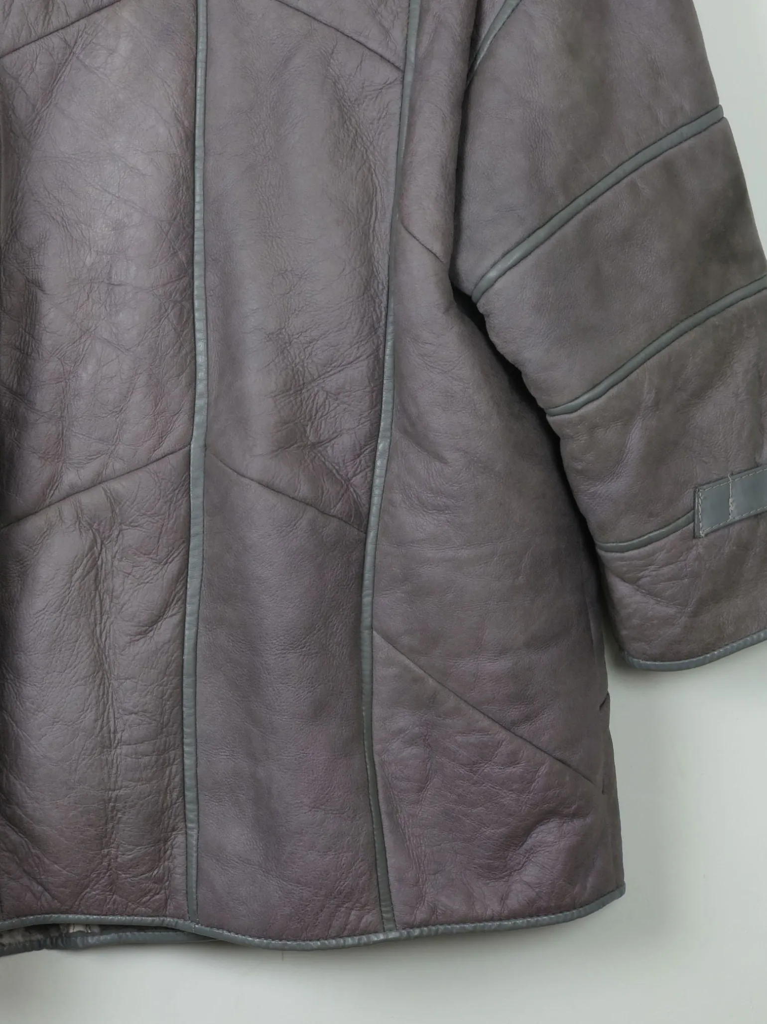 Women's Vintage Grey Shearling Short Coat S-L
