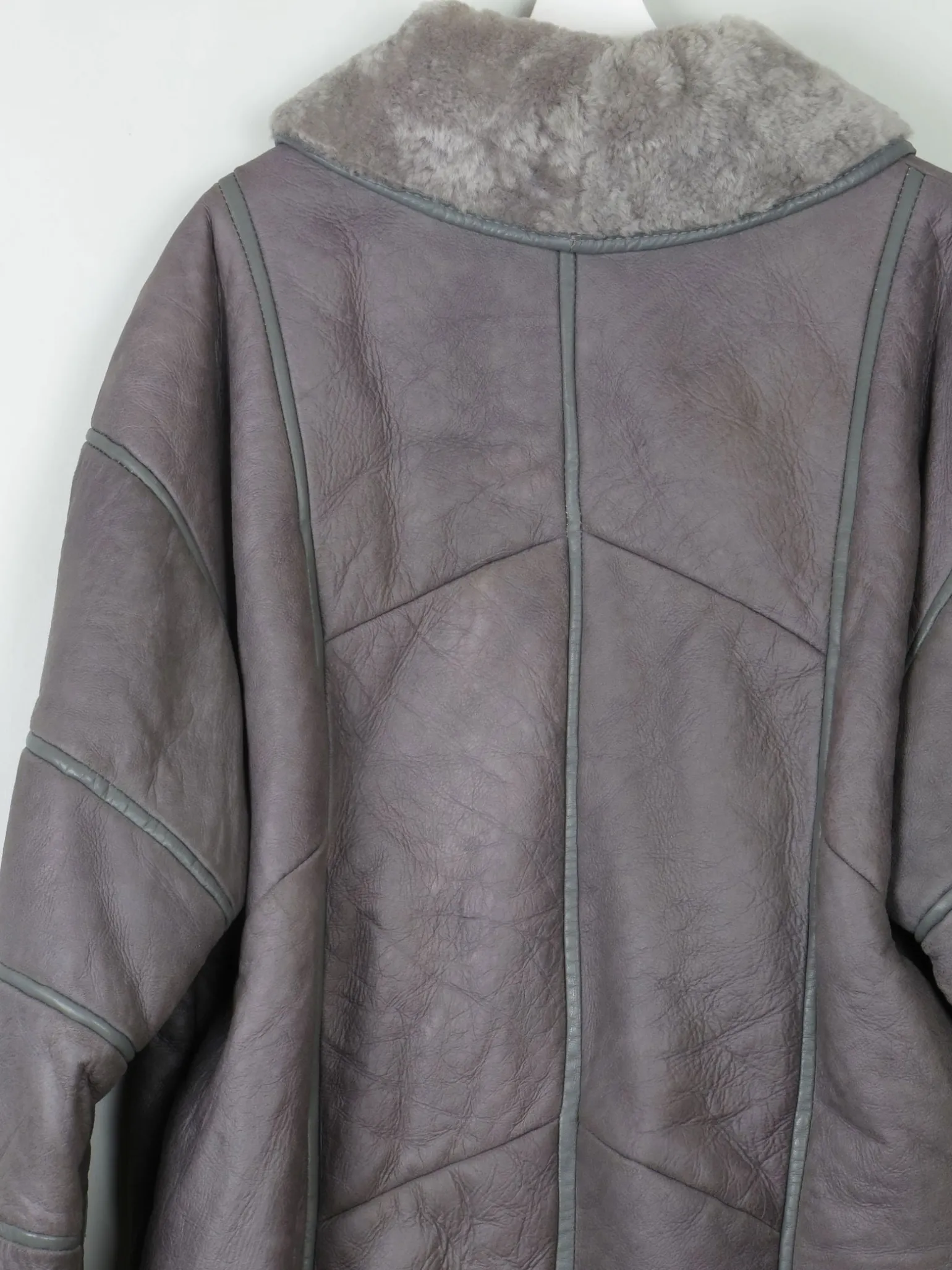 Women's Vintage Grey Shearling Short Coat S-L