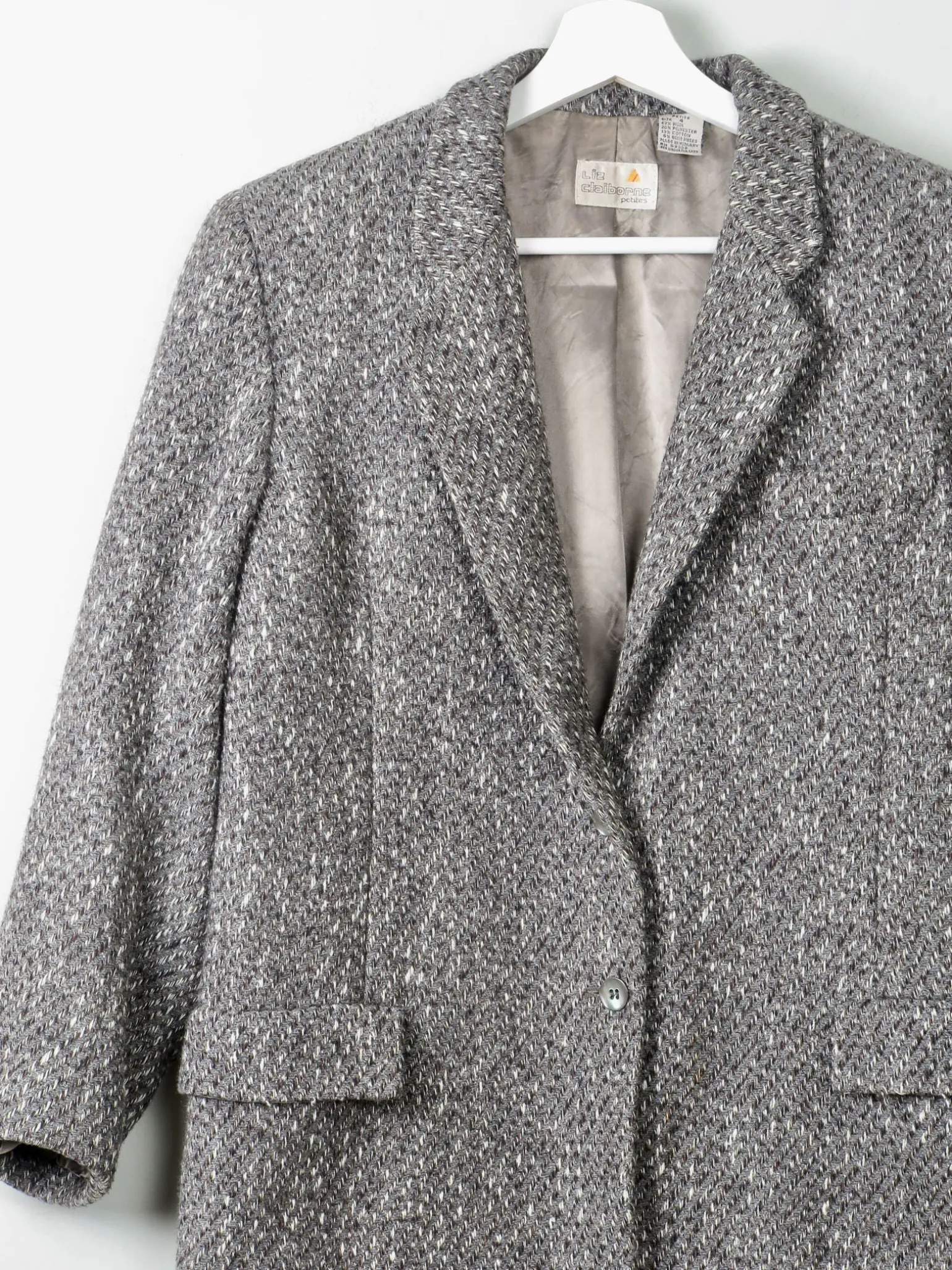 Women's Vintage Grey Tweed Liz Claiborne Jacket S/M Petit