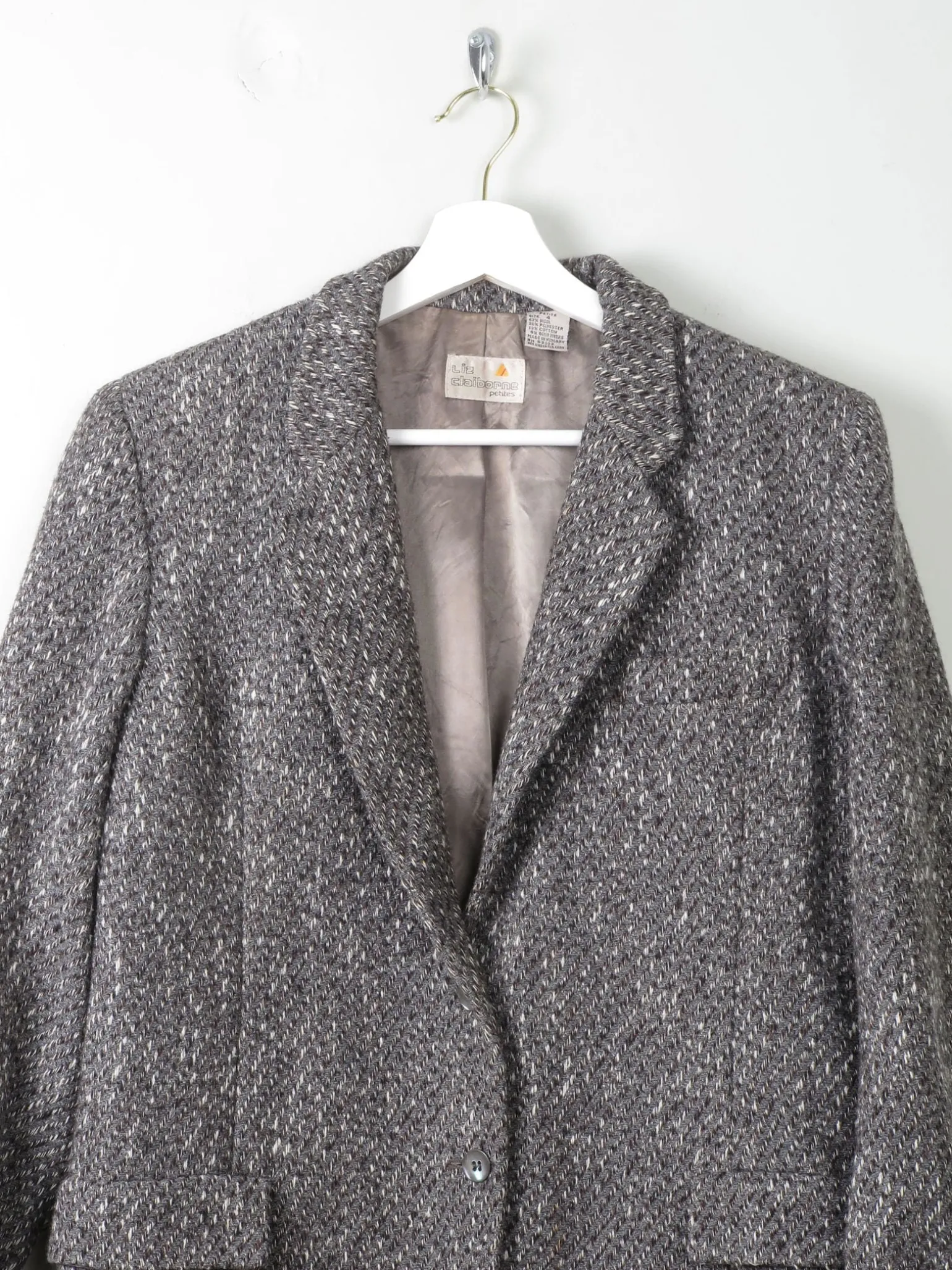 Women's Vintage Grey Tweed Liz Claiborne Jacket S/M Petit
